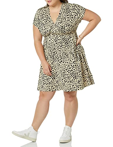 Amazon Essentials Damen Surplice-Kleid (Erhältlich in Übergröße), Hellbraun Tiermuster, M von Amazon Essentials