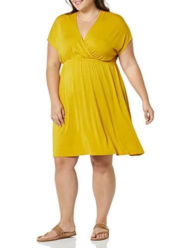 Amazon Essentials Damen Surplice-Kleid (Erhältlich in Übergröße), Dunkles Goldgelb, S von Amazon Essentials