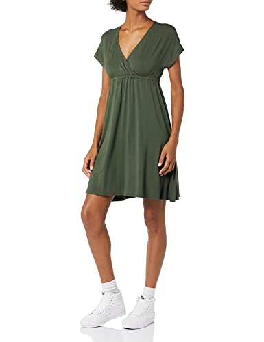 Amazon Essentials Damen Surplice-Kleid (Erhältlich in Übergröße), Dunkles Olivgrün, XS von Amazon Essentials