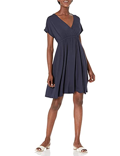 Amazon Essentials Damen Surplice-Kleid (Erhältlich in Übergröße), Marineblau, XL von Amazon Essentials