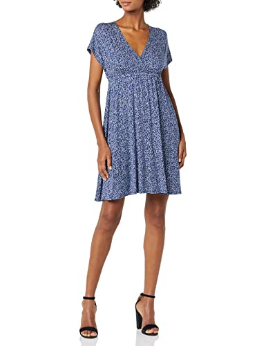 Amazon Essentials Damen Surplice-Kleid (Erhältlich in Übergröße), Marineblau Tiermuster, M von Amazon Essentials