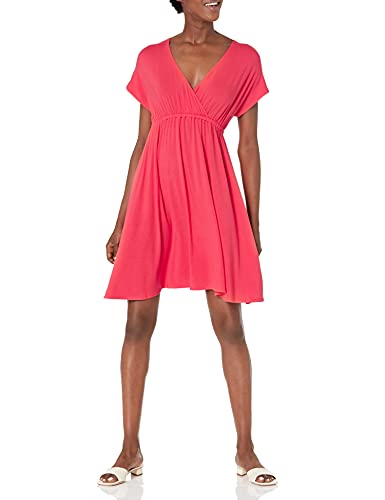 Amazon Essentials Damen Surplice-Kleid (Erhältlich in Übergröße), Rot, L von Amazon Essentials