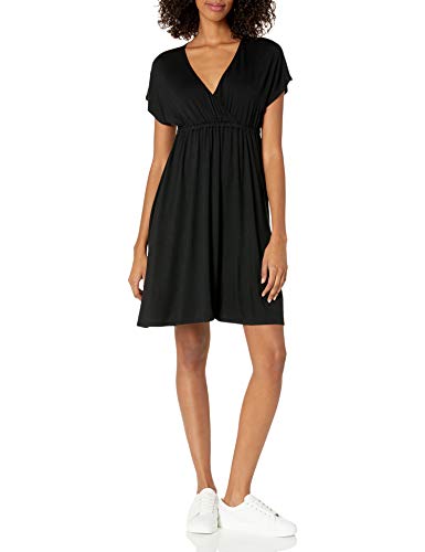 Amazon Essentials Damen Surplice-Kleid (Erhältlich in Übergröße), Schwarz, S von Amazon Essentials