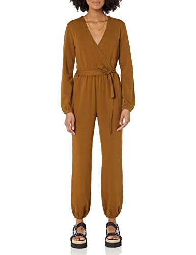 Amazon Essentials Damen Surplice-Overall aus Strick (in Übergröße erhältlich), Dunkles Kastanienbraun, XXL von Amazon Essentials