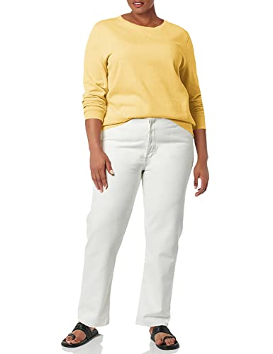 Amazon Essentials Damen Sweatshirt Aus French Terry Fleece Mit Rundhalsausschnitt (In Übergröße Erhältlich), Helles Senfgelb, XXL von Amazon Essentials