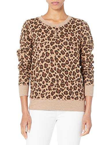 Amazon Essentials Damen Sweatshirt Aus French Terry Fleece Mit Rundhalsausschnitt (In Übergröße Erhältlich), Kamelbraun Leopardenmuster, M von Amazon Essentials