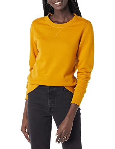 Amazon Essentials Damen Sweatshirt Aus French Terry Fleece Mit Rundhalsausschnitt (In Übergröße Erhältlich), Senfgelb, L von Amazon Essentials