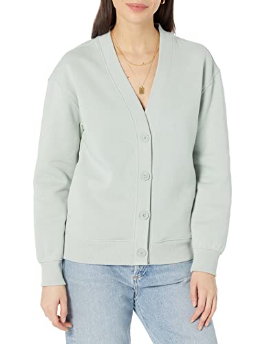 Amazon Essentials Damen Sweatshirt-Cardigan in lockerer Passform (in Übergröße erhältlich) (Früher Amazon Aware), Helles Salbeigrün, S von Amazon Essentials