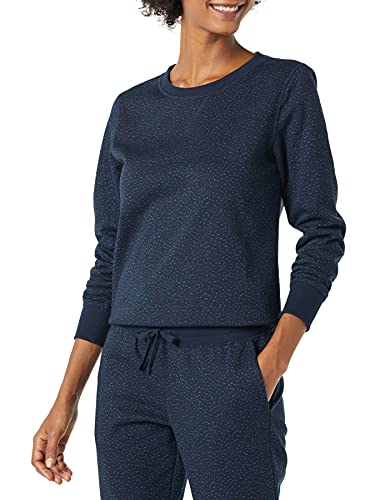 Amazon Essentials Damen Sweatshirt aus French-Terry-Fleece mit Rundhalsausschnitt (Erhältlich in Übergröße), Marineblau Gepard, M von Amazon Essentials