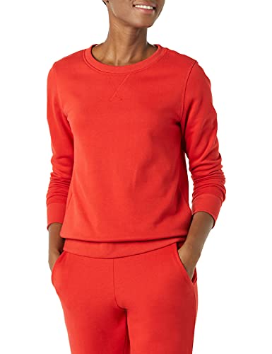 Amazon Essentials Damen Sweatshirt aus French-Terry-Fleece mit Rundhalsausschnitt (Erhältlich in Übergröße), Rot, XXL von Amazon Essentials