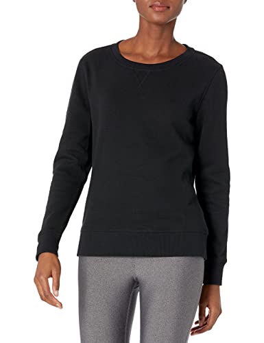 Amazon Essentials Damen Sweatshirt aus French-Terry-Fleece mit Rundhalsausschnitt (Erhältlich in Übergröße), Schwarz Heide, M von Amazon Essentials