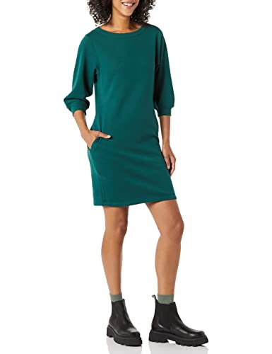 Amazon Essentials Damen Sweatshirtkleid mit Fleece-Blousonärmeln und U-Boot-Ausschnitt (in Übergröße erhältlich), Dunkelgrün Heidekraut, XS von Amazon Essentials