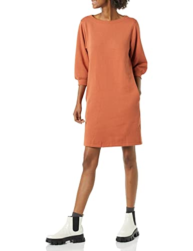 Amazon Essentials Damen Sweatshirtkleid mit Fleece-Blousonärmeln und U-Boot-Ausschnitt (in Übergröße erhältlich), Karamell, M von Amazon Essentials