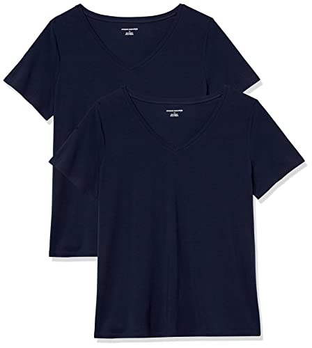 Amazon Essentials Damen T-Shirt mit V-Ausschnitt und kurzen Ärmeln in Übergröße, 2er-Pack, Marineblau, XXL Große Größen Amazon Essentials Damen T-Shirt mit V-Ausschnitt und kurzen Ärmeln in Übergröße, 2er-Pack, Marineblau, XXL Große Größen von Amazon Essentials