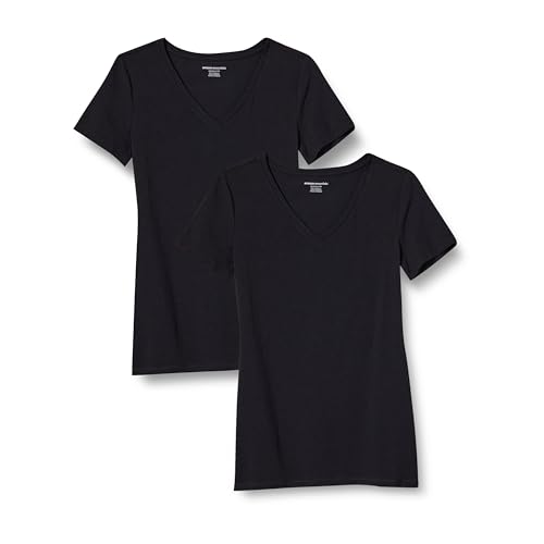 Amazon Essentials Damen T-Shirt mit V-Ausschnitt und kurzen Ärmeln in Übergröße, 2er-Pack, Schwarz, 5XL Große Größen Amazon Essentials Damen T-Shirt mit V-Ausschnitt und kurzen Ärmeln in Übergröße, 2er-Pack, Schwarz, 5XL Große Größen von Amazon Essentials