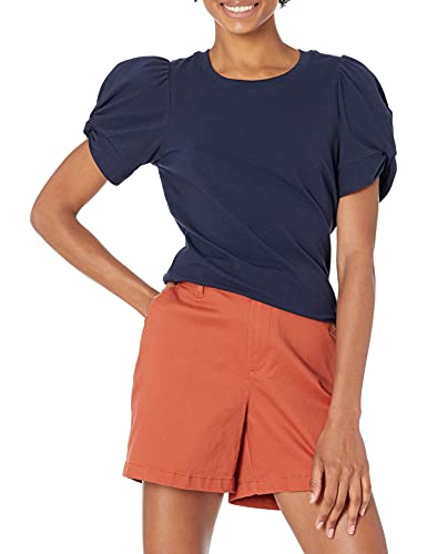Amazon Essentials Damen Regular-Fit T-Shirt Rundhalsausschnitt Drehärmel, Marineblau, L von Amazon Essentials
