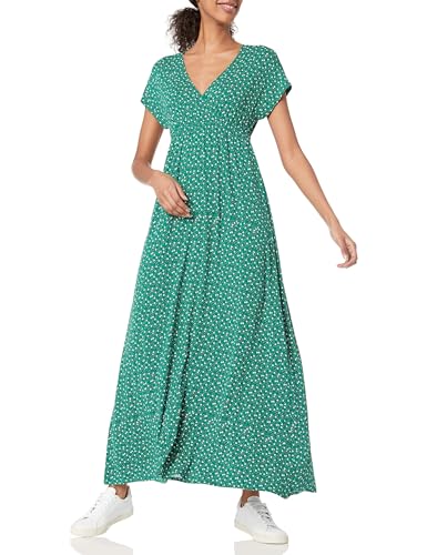 Amazon Essentials Damen Tailliertes Maxikleid (erhältlich in Übergröße), Grün Blattmuster, M von Amazon Essentials