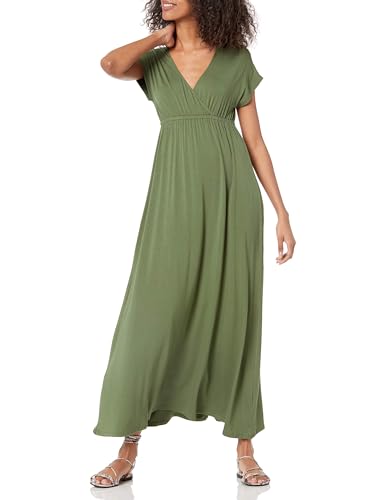 Amazon Essentials Damen Tailliertes Maxikleid (erhältlich in Übergröße), Helles Olivgrün, XL von Amazon Essentials