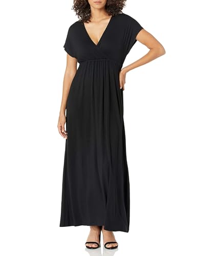 Amazon Essentials Damen Tailliertes Maxikleid (erhältlich in Übergröße), Schwarz, L von Amazon Essentials