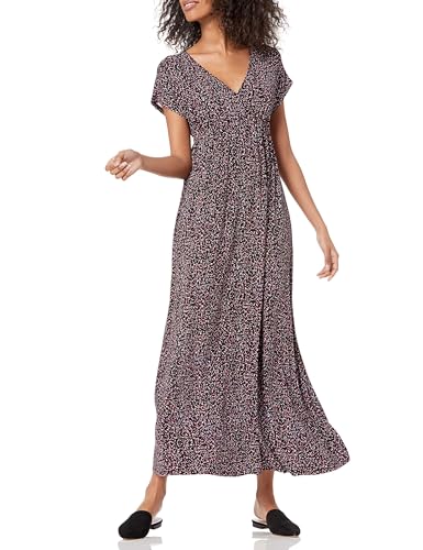 Amazon Essentials Damen Tailliertes Maxikleid (erhältlich in Übergröße), Schwarz Konfettimuster, L von Amazon Essentials