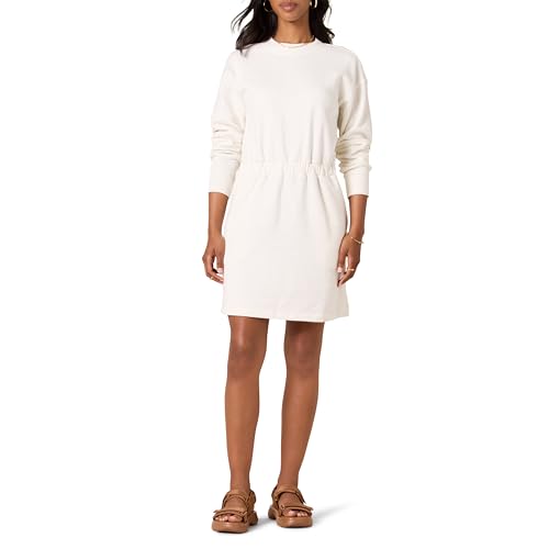 Amazon Essentials Damen Tailliertes Sweatshirtkleid (in Übergrößen erhältlich), Eierschalenweiß, L von Amazon Essentials