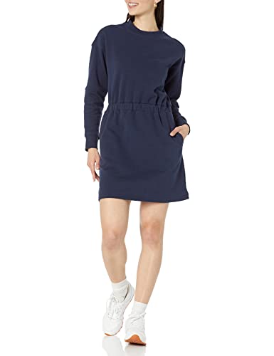 Amazon Essentials Damen Tailliertes Sweatshirtkleid (in Übergrößen erhältlich), Marineblau, M von Amazon Essentials