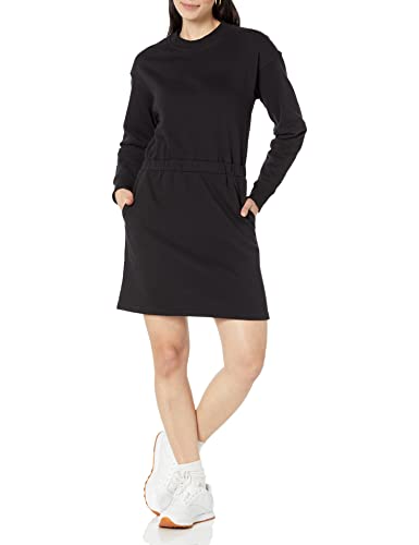 Amazon Essentials Damen Tailliertes Sweatshirtkleid (in Übergrößen erhältlich), Schwarz, XS von Amazon Essentials
