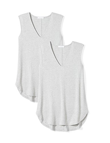 Amazon Essentials Damen Tank-Top aus Jersey mit V-Ausschnitt, Reguläre Passform (Früher Daily Ritual), 2er-Pack, Hellgrau Meliert, XXL von Amazon Essentials