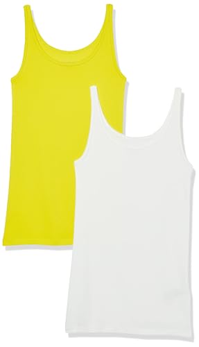 Amazon Essentials Damen Tank mit Dünnen Trägern, Schmale Passform, 2er-Pack, Lindgrün/Weiß, XS von Amazon Essentials