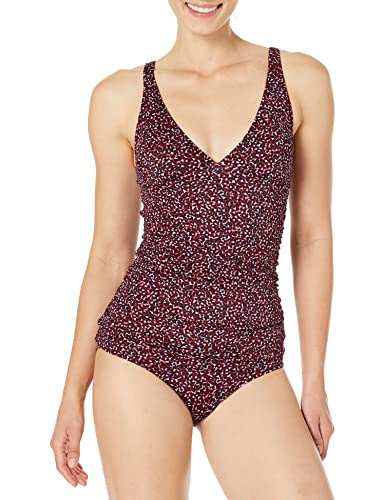 Amazon Essentials Damen Tankini-Badeoberteil (in Übergröße erhältlich), Ziegelrot Leopardenmuster, 3XL Große Größen von Amazon Essentials