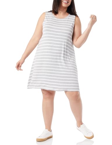 Amazon Essentials Damen Tanktop-Swingkleid (erhältlich in Übergröße), Grau Meliert Bretonstreifen, XXL von Amazon Essentials