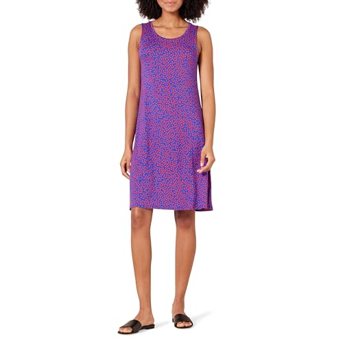 Amazon Essentials Damen Tanktop-Swingkleid (erhältlich in Übergröße), Marineblau Rot Punkte, L von Amazon Essentials