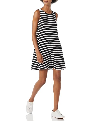 Amazon Essentials Damen Tanktop-Swingkleid (erhältlich in Übergröße), Schwarz Bretonstreifen, XXL von Amazon Essentials