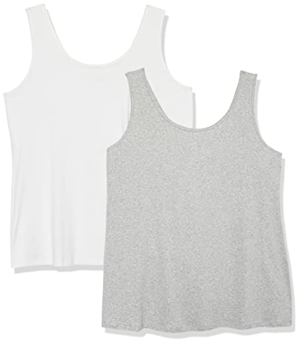 Amazon Essentials Damen Tanktop in Übergröße, 2er-Pack, Hellgrau Meliert/Weiß, XXL Große Größen Amazon Essentials Damen Tanktop in Übergröße, 2er-Pack, Hellgrau Meliert/Weiß, XXL Große Größen von Amazon Essentials