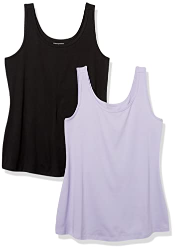 Amazon Essentials Damen Tanktop in Übergröße, 2er-Pack, Lavendel/Schwarz, XXL Große Größen von Amazon Essentials