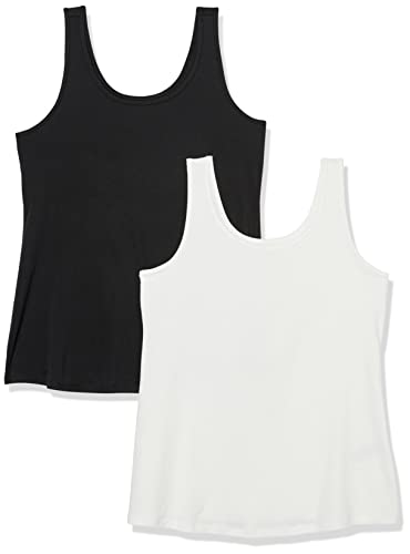 Amazon Essentials Damen Tanktop in Übergröße, 2er-Pack, Schwarz/Weiß, XL Große Größen von Amazon Essentials