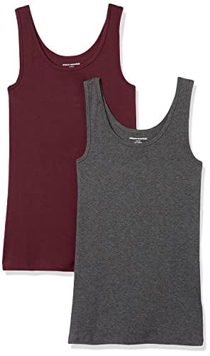Amazon Essentials Damen Tanktop, Schmale Passform, 2er-Pack, Burgunderrot/Dunkelgrau Meliert, XL Amazon Essentials Damen Tanktop, Schmale Passform, 2er-Pack, Burgunderrot/Dunkelgrau Meliert, XL von Amazon Essentials