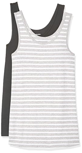 Amazon Essentials Damen Tanktop, Schmale Passform, 2er-Pack, Dunkelgrau/Grau Meliert Streifen, M Amazon Essentials Damen Tanktop, Schmale Passform, 2er-Pack, Dunkelgrau/Grau Meliert Streifen, M von Amazon Essentials