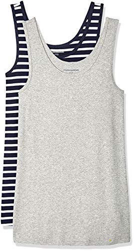Amazon Essentials Damen Tanktop schlanke Passform, 2er-Pack, Hellgrau Meliert/Marineblau Weiß Streifen, XXL Amazon Essentials Damen Tanktop schlanke Passform, 2er-Pack, Hellgrau Meliert/Marineblau Weiß Streifen, XXL von Amazon Essentials