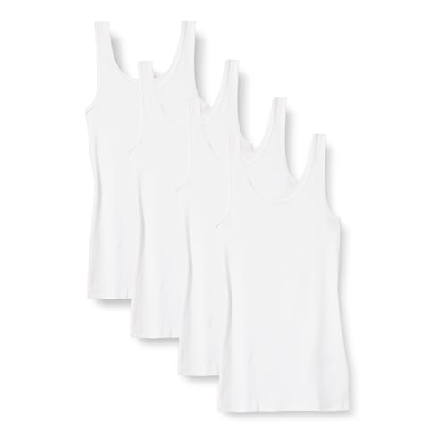 Amazon Essentials Damen Tanktop schlanke Passform, 4er-Pack, Weiß, L von Amazon Essentials