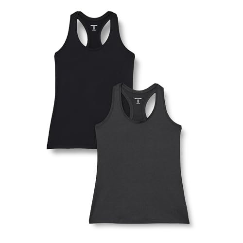 Amazon Essentials Damen Tech-Stretch-Tanktop mit Racerback, 2er-Pack, Graphit Heide/Schwarz, XS Amazon Essentials Damen Tech-Stretch-Tanktop mit Racerback, 2er-Pack, Graphit Heide/Schwarz, XS von Amazon Essentials