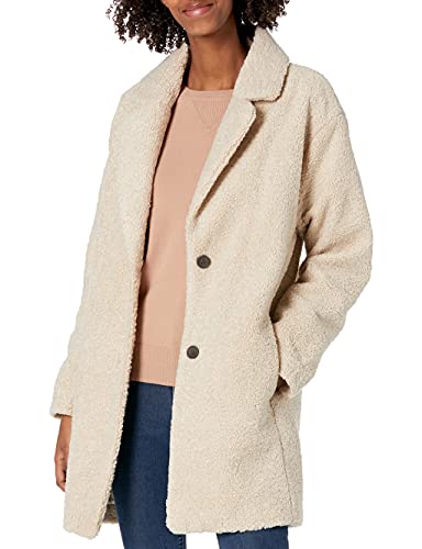 Amazon Essentials Damen Teddybär-Fleecejacke mit übergroßer Passform und Revers (zuvor Daily Ritual), Sand, S von Amazon Essentials