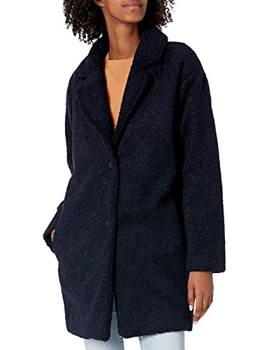 Amazon Essentials Damen Teddybär-Fleecejacke mit übergroßer Passform und Revers (zuvor Daily Ritual), Marineblau, XS von Amazon Essentials