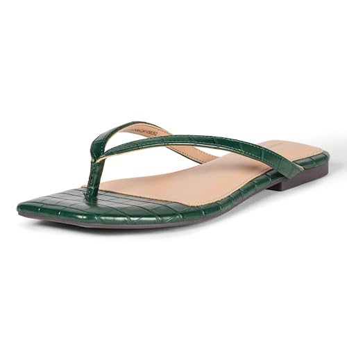 Amazon Essentials Damen Thong Sandals, Grünes Krokodilimitat, 37.5 EU von Amazon Essentials