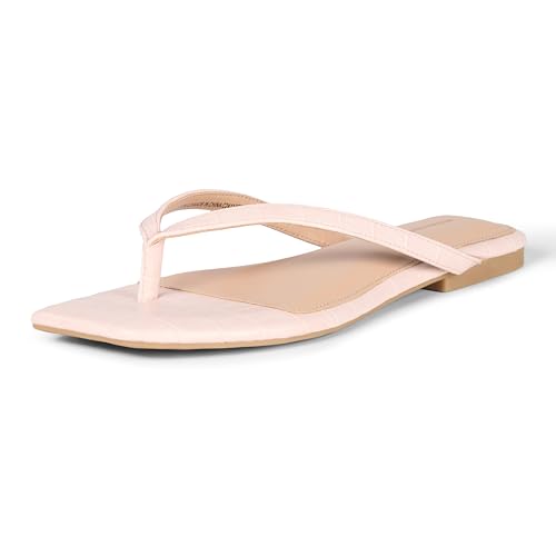Amazon Essentials Damen Thong Sandals, Hellrosa Krokodilimitat, 40 EU von Amazon Essentials