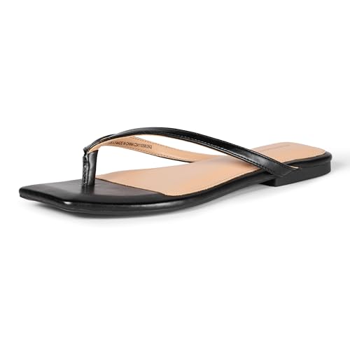 Amazon Essentials Damen Thong Sandals, Schwarzes Kunstleder, 40 EU von Amazon Essentials