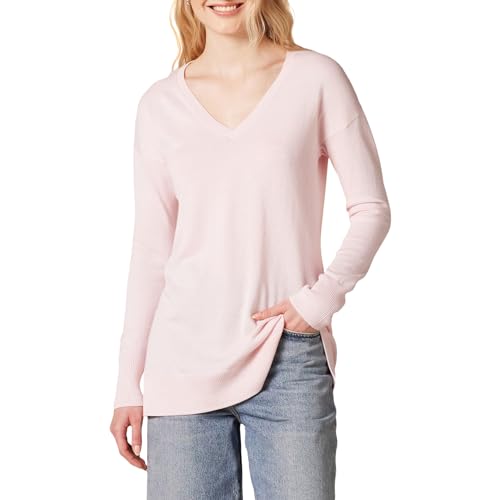 Amazon Essentials Damen Leichter Tunika-Pullover Mit Langen Ärmeln Und V-Ausschnitt (Erhältlich In Übergröße), Hellrosa, L von Amazon Essentials