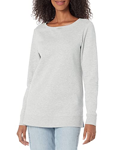 Amazon Essentials Damen Tunika-Sweatshirt aus Fleece mit offenem Ausschnitt, Hellgrau Meliert, XS von Amazon Essentials