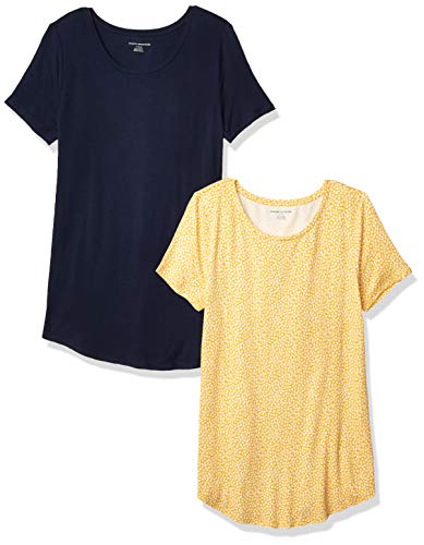 Amazon Essentials Damen Tunika mit U-Ausschnitt und Kurzen Ärmeln, 2er-Pack, Gelb Tulpen/Marineblau, XXL Amazon Essentials Damen Tunika mit U-Ausschnitt und Kurzen Ärmeln, 2er-Pack, Gelb Tulpen/Marineblau, XXL von Amazon Essentials
