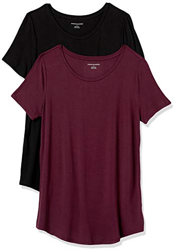 Amazon Essentials Damen Tunika mit U-Ausschnitt und Kurzen Ärmeln, 2er-Pack, Schwarz/Burgunderrot, XXL Amazon Essentials Damen Tunika mit U-Ausschnitt und Kurzen Ärmeln, 2er-Pack, Schwarz/Burgunderrot, XXL von Amazon Essentials
